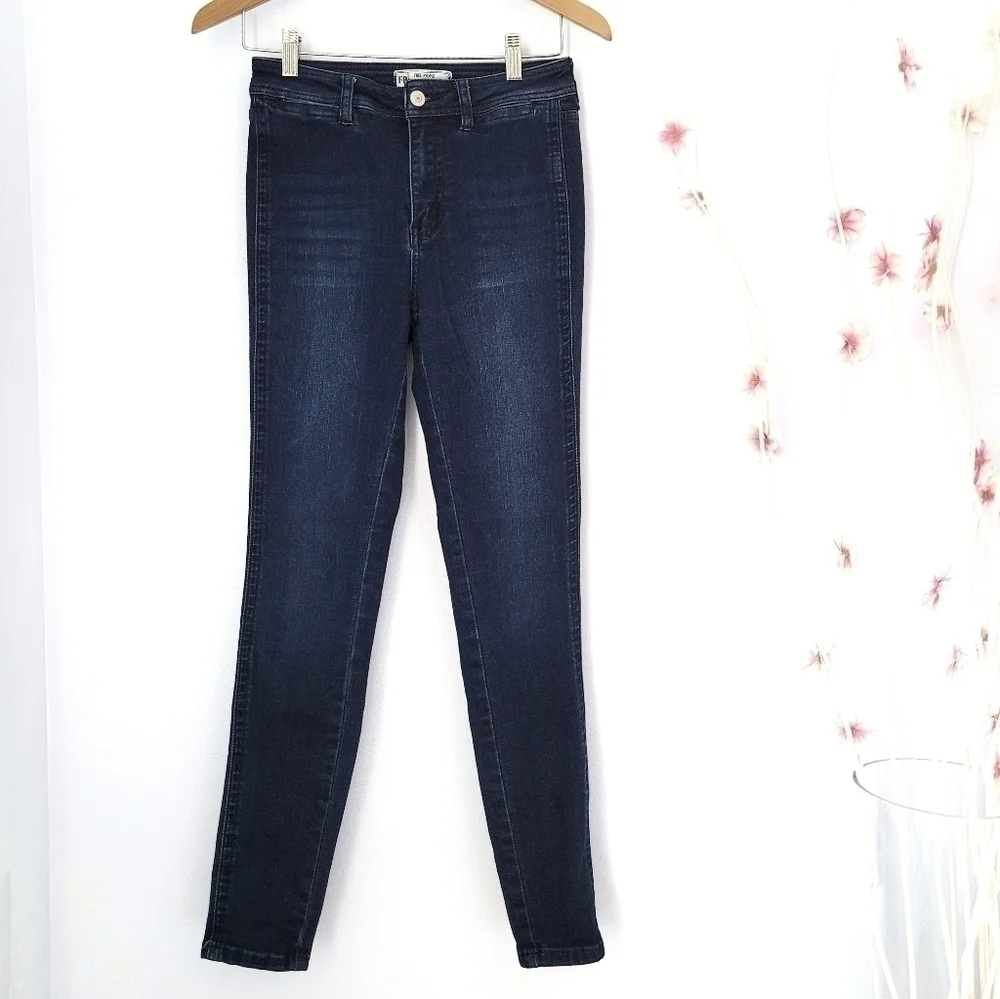FREE PEOPLE Dark-washed Skinny Jeans